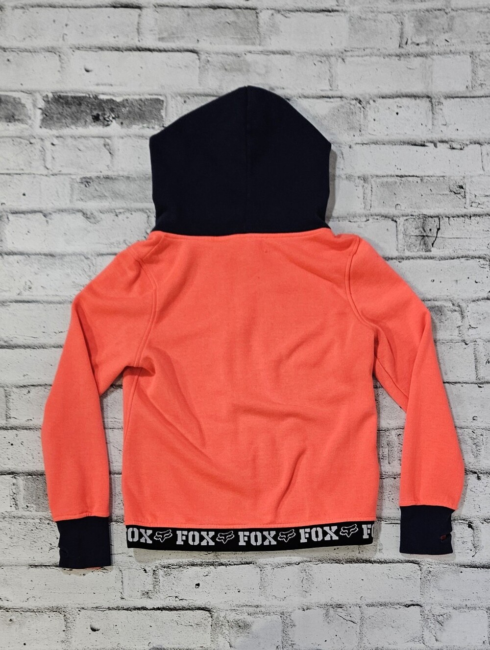 Fox Racing Neon Coral Full Zip Hoodie Thumbhole Athletic Jacket Medium - Picture 8 of 13